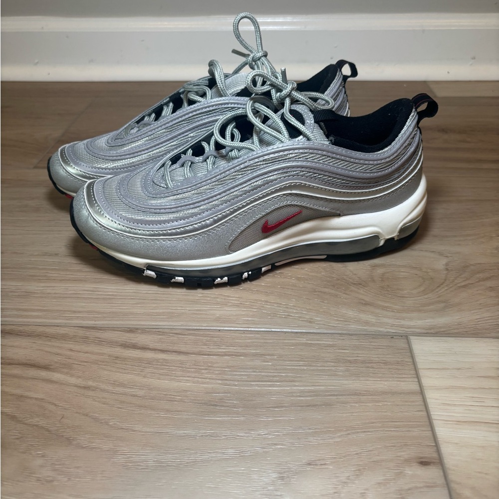 Nike Silver and Red Men's Sneakers